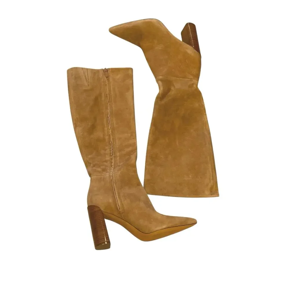 Vince Women's Leather Upper Pilar Knee High Boots Pointy Toe Beige Size 8.5 NWOT - Picture 7 of 13